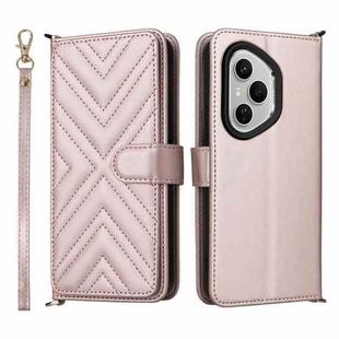 For Honor 400 Pro Global 160.8mm Multifunctional 6-Card Slots Leather Phone Case with Wrist Strap(Pink)