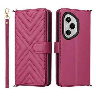 For 400 Pro Global 160.8mm Multifunctional 6-Card Slots Leather Phone Case with Wrist Strap(Rose Red)