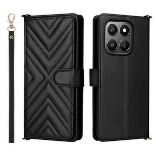 For Honor 400 Smart 5G Multifunctional 6-Card Slots Leather Phone Case with Wrist Strap(Black)