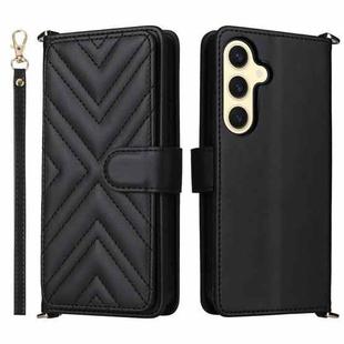 For Samsung Galaxy S25+ 5G Multifunctional 6-Card Slots Leather Phone Case with Wrist Strap(Black)