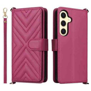 For Samsung Galaxy S25+ 5G Multifunctional 6-Card Slots Leather Phone Case with Wrist Strap(Rose Red)