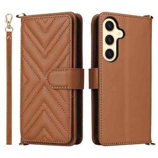 For Samsung Galaxy S25+ 5G Multifunctional 6-Card Slots Leather Phone Case with Wrist Strap(Brown)