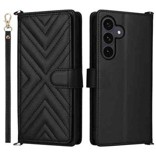 For Samsung Galaxy S25 FE 5G Multifunctional 6-Card Slots Leather Phone Case with Wrist Strap(Black)