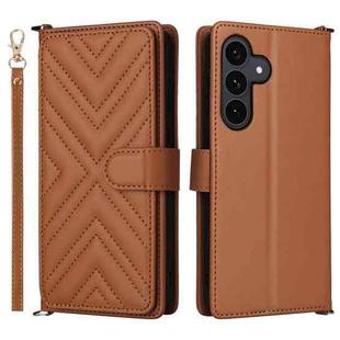 For Samsung Galaxy S25 FE 5G Multifunctional 6-Card Slots Leather Phone Case with Wrist Strap(Brown)