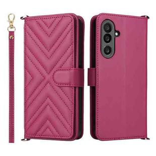 For Samsung Galaxy M56 5G Multifunctional 6-Card Slots Leather Phone Case with Wrist Strap(Rose Red)