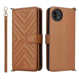 For Sharp Aquos wish5 Multifunctional 6-Card Slots Leather Phone Case with Wrist Strap(Brown)