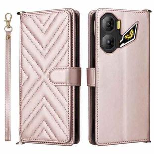 For ZTE nubia Neo 3 5G Multifunctional 6-Card Slots Leather Phone Case with Wrist Strap(Pink)
