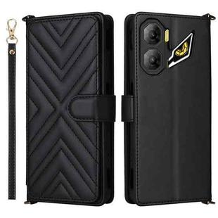 For ZTE nubia Neo 3 5G Multifunctional 6-Card Slots Leather Phone Case with Wrist Strap(Black)