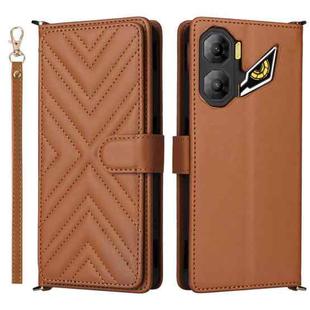 For ZTE nubia Neo 3 5G Multifunctional 6-Card Slots Leather Phone Case with Wrist Strap(Brown)