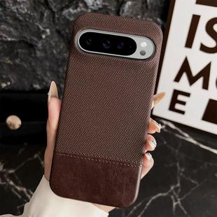 For Google Pixel 9 / 9 Pro Stitching Cloth MagSafe Magnetic PC Hybrid PU Phone Case(Dark Brown)