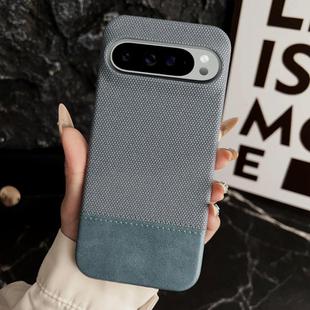 For Google Pixel 9 / 9 Pro Stitching Cloth MagSafe Magnetic PC Hybrid PU Phone Case(Cyan Blue)