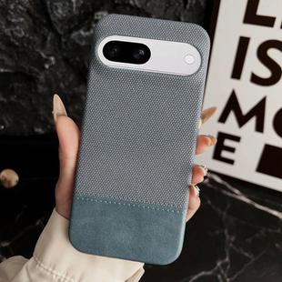 For Google Pixel 8a Stitching Cloth MagSafe Magnetic PC Hybrid PU Phone Case(Cyan Blue)