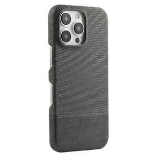 For iPhone 16 Pro Stitching Cloth MagSafe Magnetic PC Hybrid PU Phone Case(Grey)