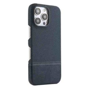 For iPhone 16 Pro Stitching Cloth MagSafe Magnetic PC Hybrid PU Phone Case(Dark Blue)