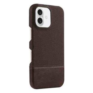 For iPhone 16 Plus Stitching Cloth MagSafe Magnetic PC Hybrid PU Phone Case(Dark Brown)
