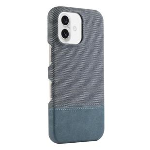 For iPhone 16 Plus Stitching Cloth MagSafe Magnetic PC Hybrid PU Phone Case(Cyan Blue)