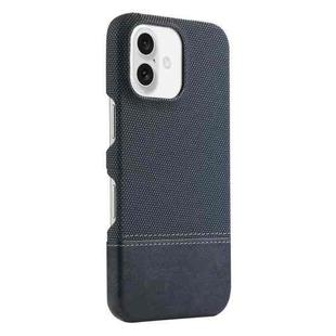 For iPhone 16 Stitching Cloth MagSafe Magnetic PC Hybrid PU Phone Case(Dark Blue)