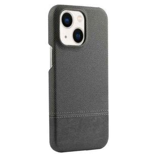 For iPhone 15 Stitching Cloth MagSafe Magnetic PC Hybrid PU Phone Case(Grey)