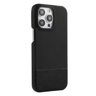 For iPhone 13 Pro Max Stitching Cloth MagSafe Magnetic PC Hybrid PU Phone Case(Black)