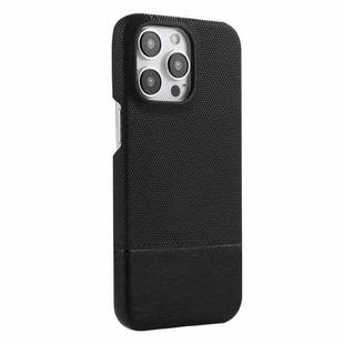 For iPhone 12 Pro Max Stitching Cloth MagSafe Magnetic PC Hybrid PU Phone Case(Black)