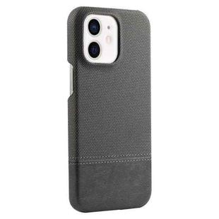 For iPhone 12 / 12 Pro Stitching Cloth MagSafe Magnetic PC Hybrid PU Phone Case(Grey)