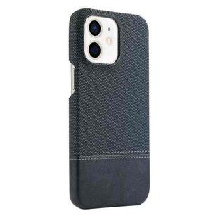 For iPhone 12 / 12 Pro Stitching Cloth MagSafe Magnetic PC Hybrid PU Phone Case(Dark Blue)
