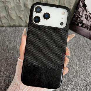 For iPhone 17 Pro Max Stitching Cloth MagSafe Magnetic PC Hybrid PU Phone Case(Black)