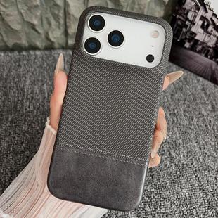 For iPhone 17 Pro Max Stitching Cloth MagSafe Magnetic PC Hybrid PU Phone Case(Grey)