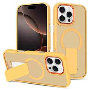 For iPhone 16 Pro Skin Feel Invisible Kickstand MagSafe Phone Case(Orange)