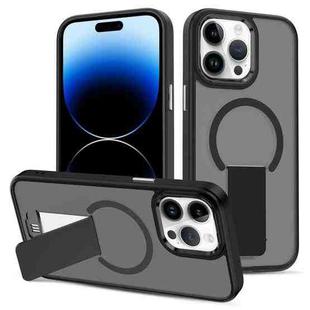 For iPhone 14 Pro Skin Feel Invisible Kickstand MagSafe Phone Case(Black)