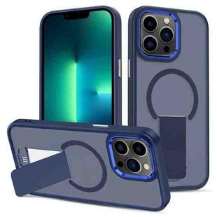For iPhone 13 Pro Max Skin Feel Invisible Kickstand MagSafe Phone Case(Blue)