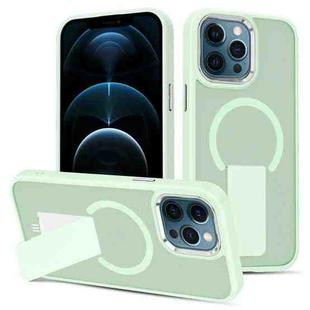 For iPhone 12 Pro Max Skin Feel Invisible Kickstand MagSafe Phone Case(Green)