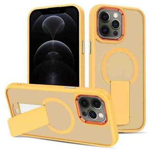 For iPhone 12 Pro Skin Feel Invisible Kickstand MagSafe Phone Case(Orange)