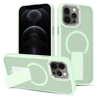For iPhone 12 Pro Skin Feel Invisible Kickstand MagSafe Phone Case(Green)