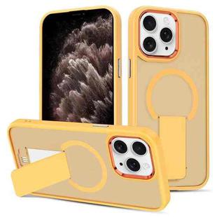 For iPhone 11 Pro Max Skin Feel Invisible Kickstand MagSafe Phone Case(Orange)