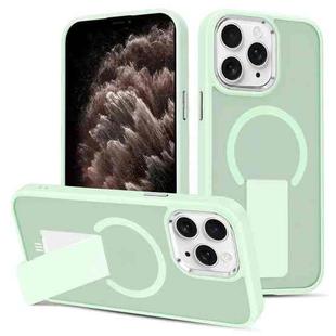 For iPhone 11 Pro Max Skin Feel Invisible Kickstand MagSafe Phone Case(Green)