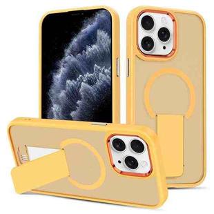 For iPhone 11 Pro Skin Feel Invisible Kickstand MagSafe Phone Case(Orange)