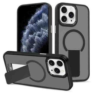 For iPhone 11 Pro Skin Feel Invisible Kickstand MagSafe Phone Case(Black)