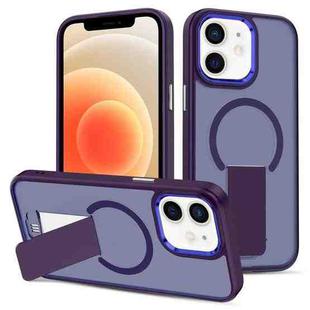For iPhone 12 Skin Feel Invisible Kickstand MagSafe Phone Case(Purple)