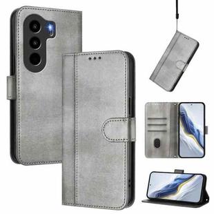 For itel Power 70 Line Splicing Buckle Retro Leather Phone Case(Grey)