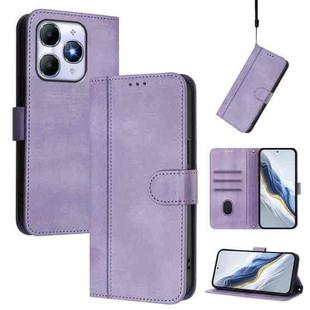 For itel A90 4G Line Splicing Buckle Retro Leather Phone Case(Purple)