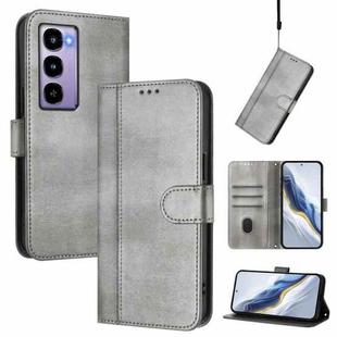 For itel City 100 Line Splicing Buckle Retro Leather Phone Case(Grey)
