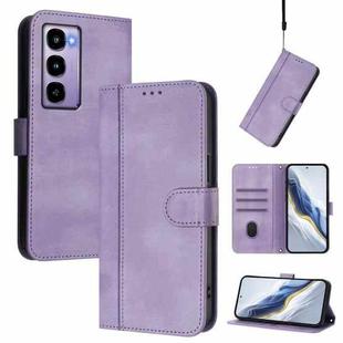 For itel City 100 Line Splicing Buckle Retro Leather Phone Case(Purple)