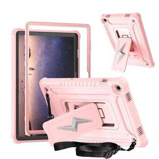 For Samsung Galaxy Tab A9+ Armor Bolt Shape Holder Silicone Hybrid PC Tablet Case(Rose Gold)