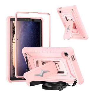 For Samsung Galaxy Tab A9 Armor Bolt Shape Holder Silicone Hybrid PC Tablet Case(Rose Gold)