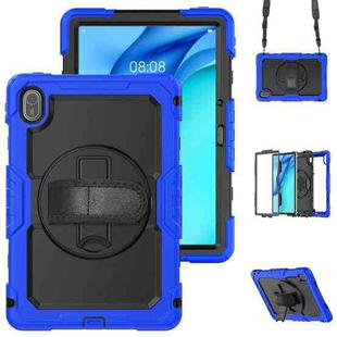 For Huawei MatePad SE 11 2024 Silicone Hybrid PC Tablet Case with Shoulder Strap(Blue)