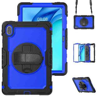 For Huawei MatePad SE 11 2024 Silicone Hybrid PC Tablet Case with Shoulder Strap(Blue PC)