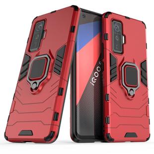 For Vivo iQOO 5 Pro 5G Shockproof PC + TPU Protective Case with Magnetic Ring Holder(Red)