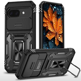 For Google Pixel 9a Armor PC + TPU Camera Shield Phone Case(Black)
