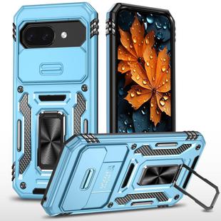 For Google Pixel 9a Armor PC + TPU Camera Shield Phone Case(Light Blue)